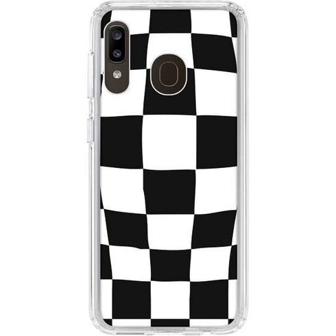 Black and White Zoomed Checkerboard Galaxy A20 Clear Case